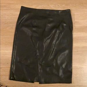 Black Leather Knee-length Skirt